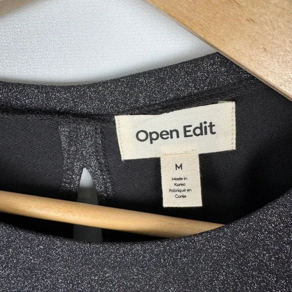 Nordstrom Open Edit Long Sleeve Cropped Knit Top Size Medium Open Back Holiday - Picture 8 of 9